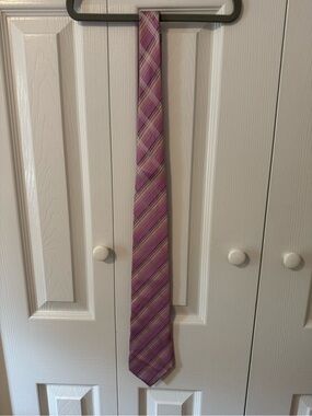 Alfani Men’s 100% Silk Purple Plaid Check Necktie